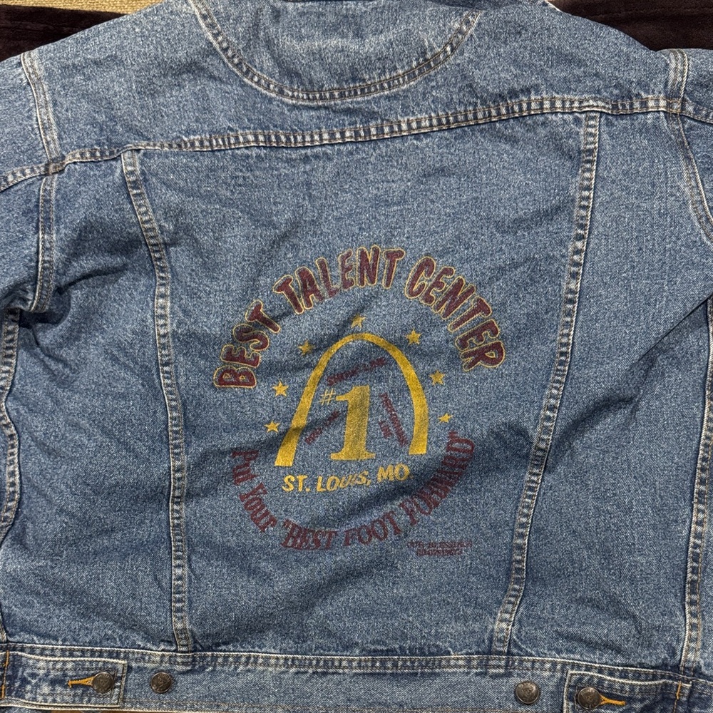 Vintage Denim Bomber Jacket with Embroidered Design